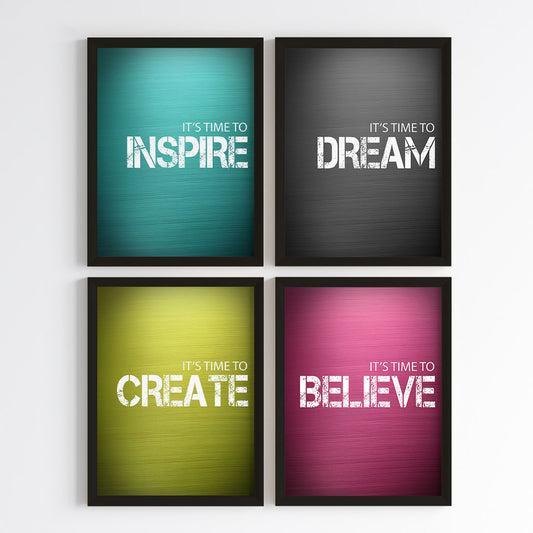 Inspire Dream Create Believe Wall Art (Framed Set of 4)