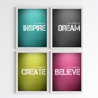 Inspire Dream Create Believe Wall Art (Framed Set of 4)
