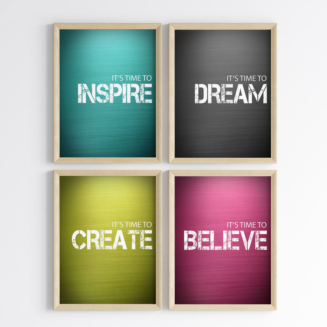 Inspire Dream Create Believe Wall Art (Framed Set of 4)