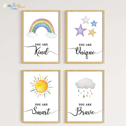 Inspirational Skies set of 4 wall art wooden frame