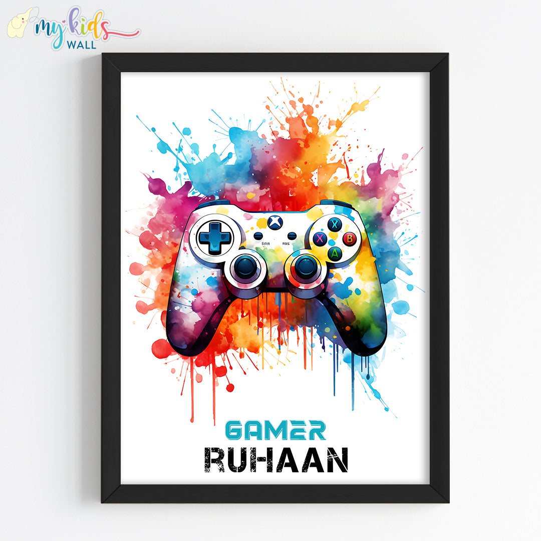 Joystick Gamer Personalized Wall Art (Framed)