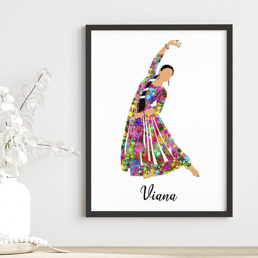 Kathak Dancer Personalized Wall Art (Framed)