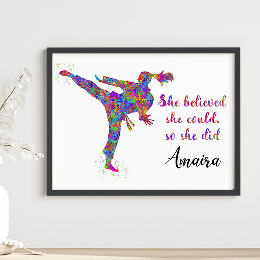 Karate Girl Personalized Wall Art (Framed)