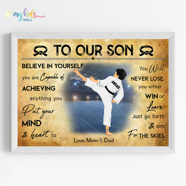 Load image into Gallery viewer, &#39;Karate Boy&#39; Personalized Motivational Wall Art (Framed)
