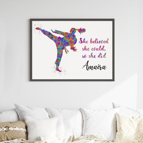 Load image into Gallery viewer, &#39;Karate Girl&#39; Personalized Wall Art (Big Frame)
