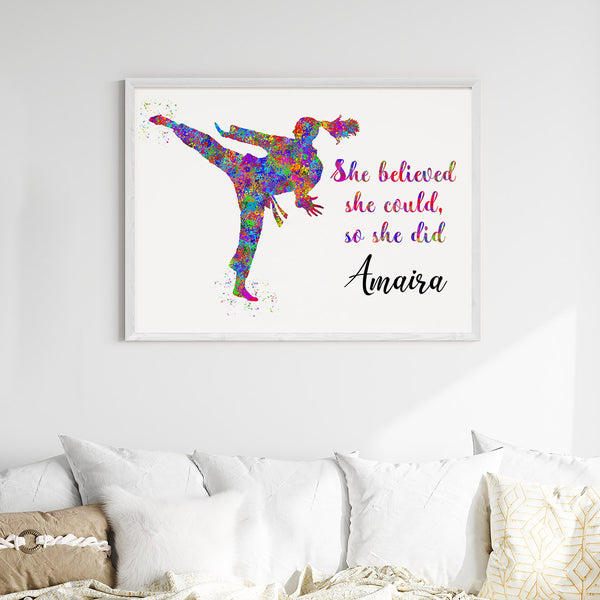 Load image into Gallery viewer, &#39;Karate Girl&#39; Personalized Wall Art (Big Frame)
