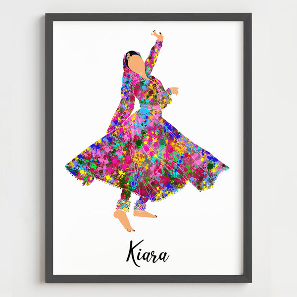 Load image into Gallery viewer, &#39;Kathak Dancer&#39; Personalized Wall Art (Framed)
