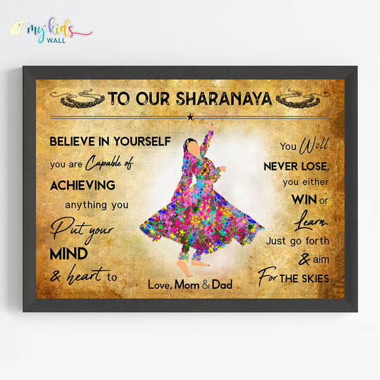 Kathak Girl Personalized Motivational Wall Art (Framed)