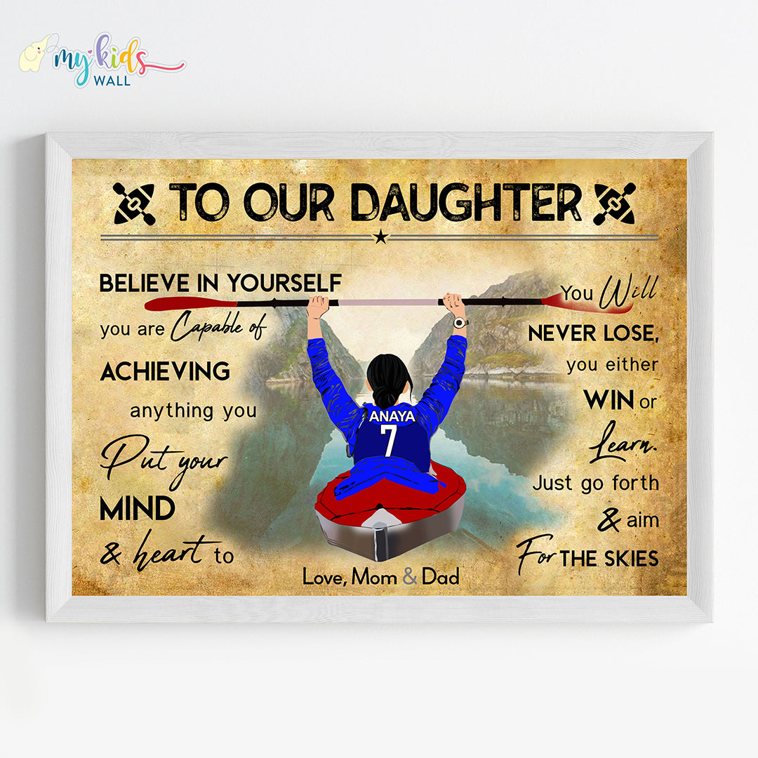 Kayaking Girl Personalized Motivational Wall Art (Framed)