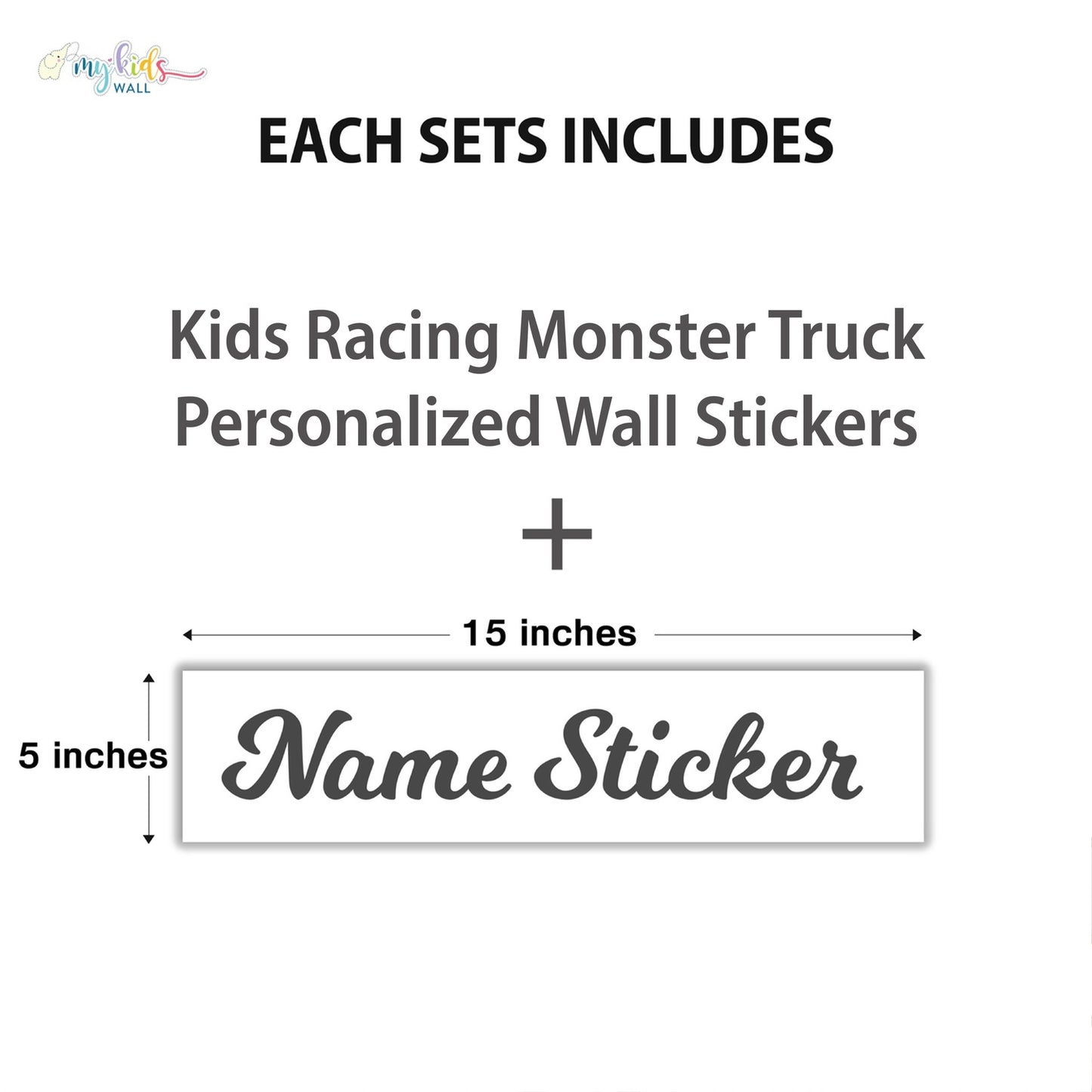 Kids Racing Monster Truck Personalized Wall Stickers