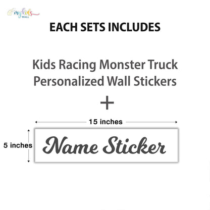 Kids Racing Monster Truck Personalized Wall Stickers