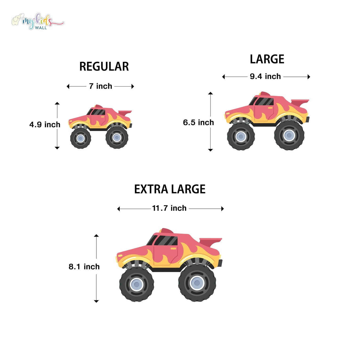 Kids Racing Monster Truck Personalized Wall Stickers