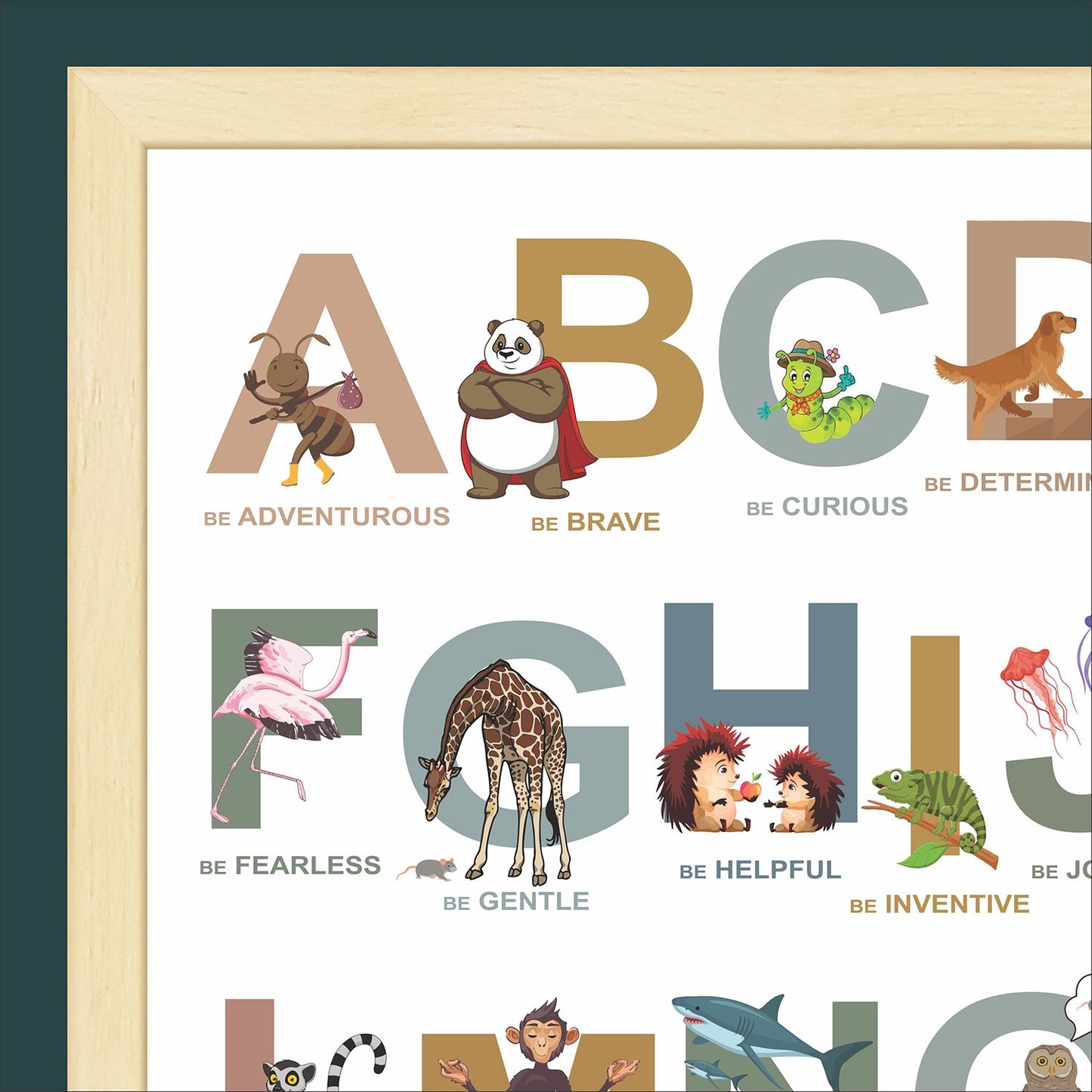 A to Z of Emotions Personalised Animal Wall Art (Big Frame)