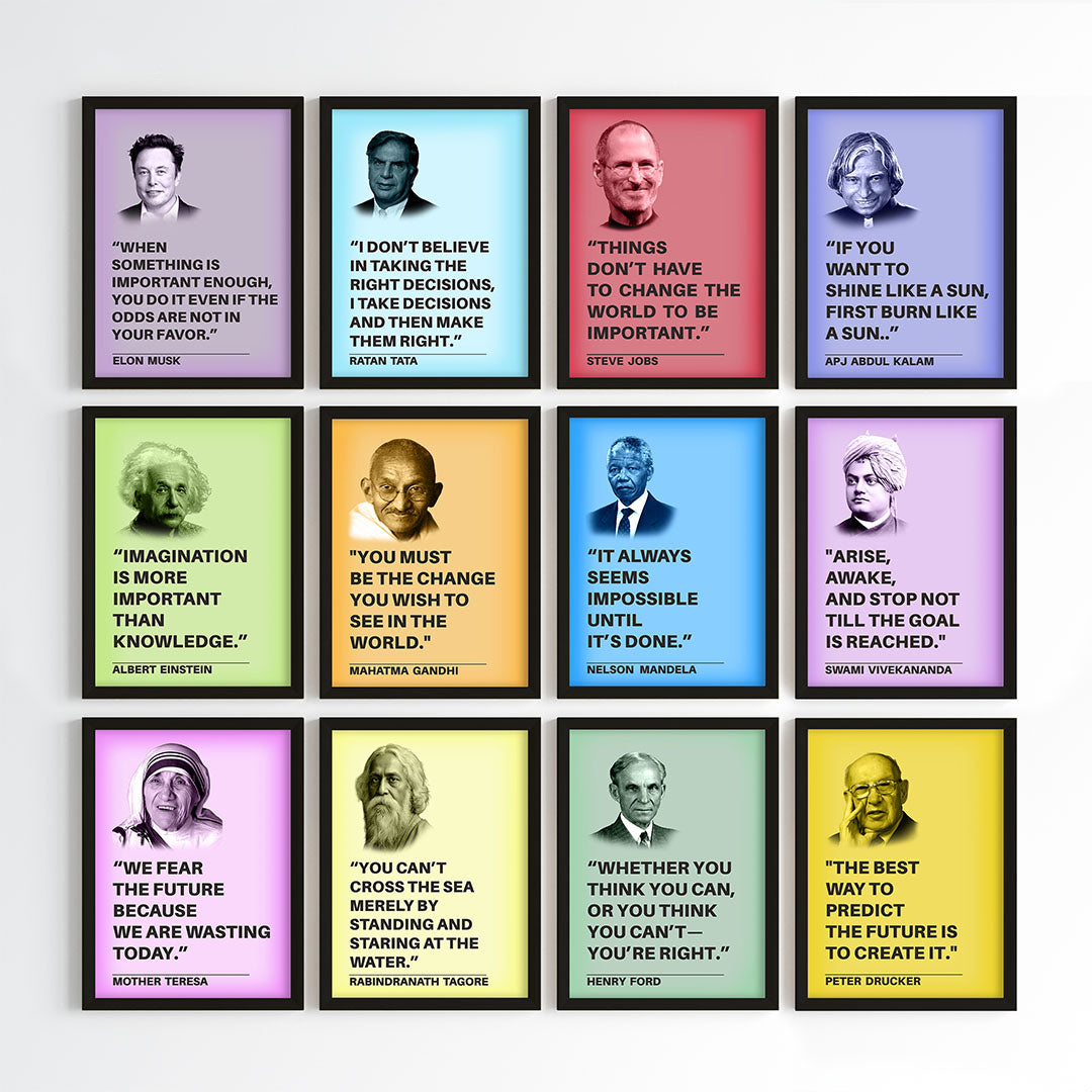 Legendary Minds Motivational Quotes Wall Art (Framed)