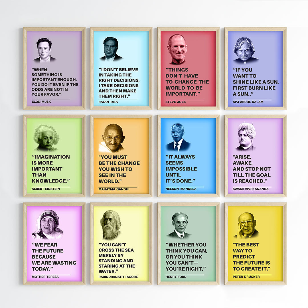 Legendary Minds Motivational Quotes Wall Art (Framed)