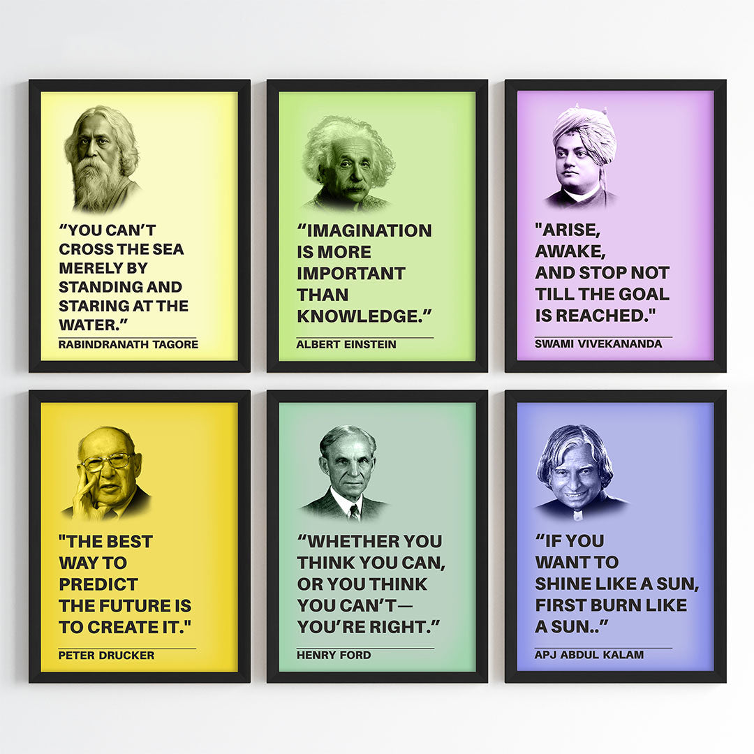 Legendary Minds Motivational Quotes Wall Art (Framed)