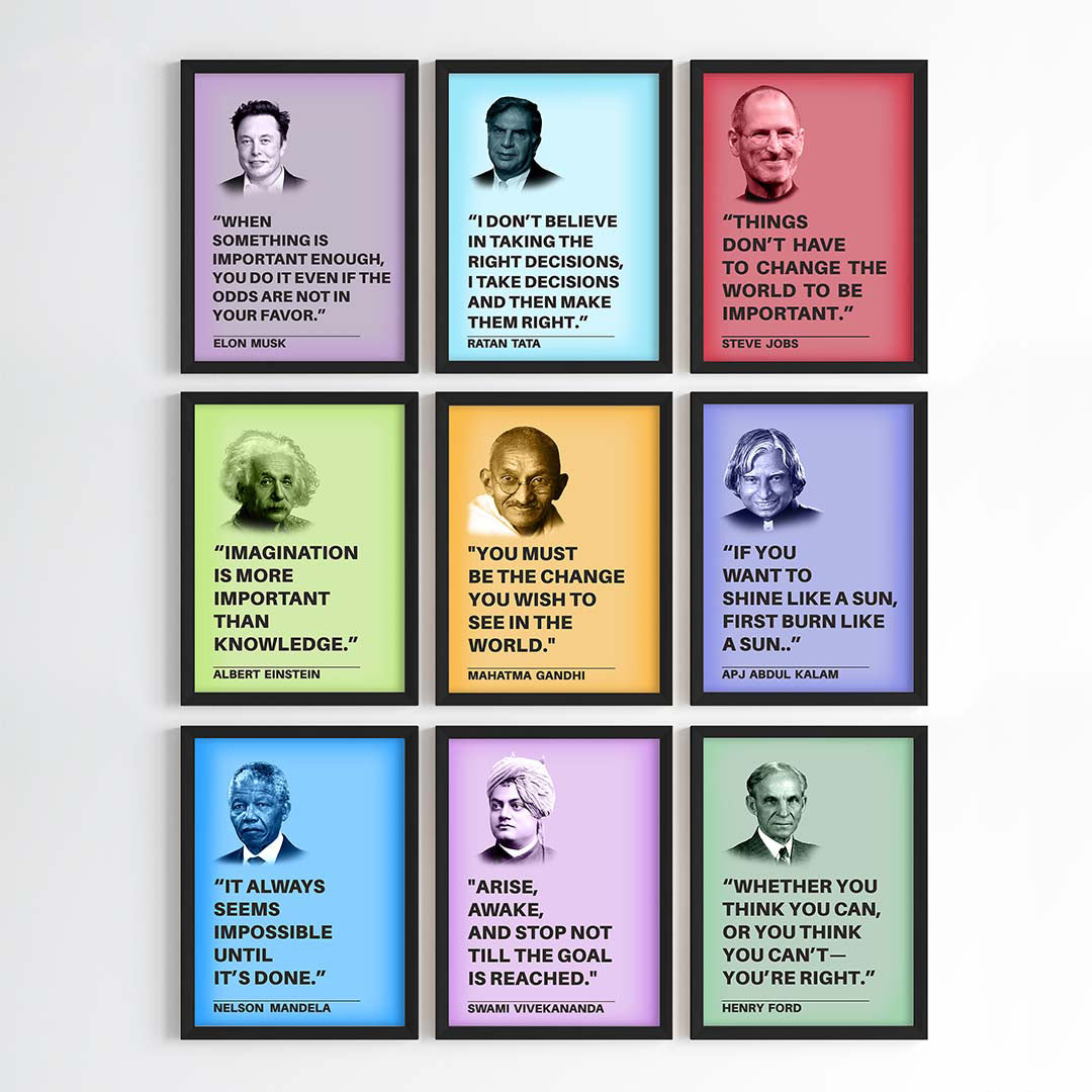 Legendary Minds Motivational Quotes Wall Art (Framed)
