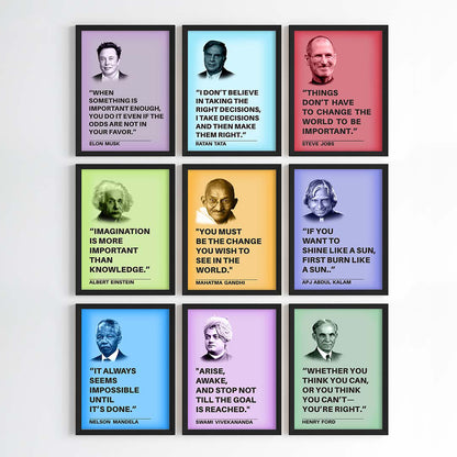 Legendary Minds Motivational Quotes Wall Art (Framed)