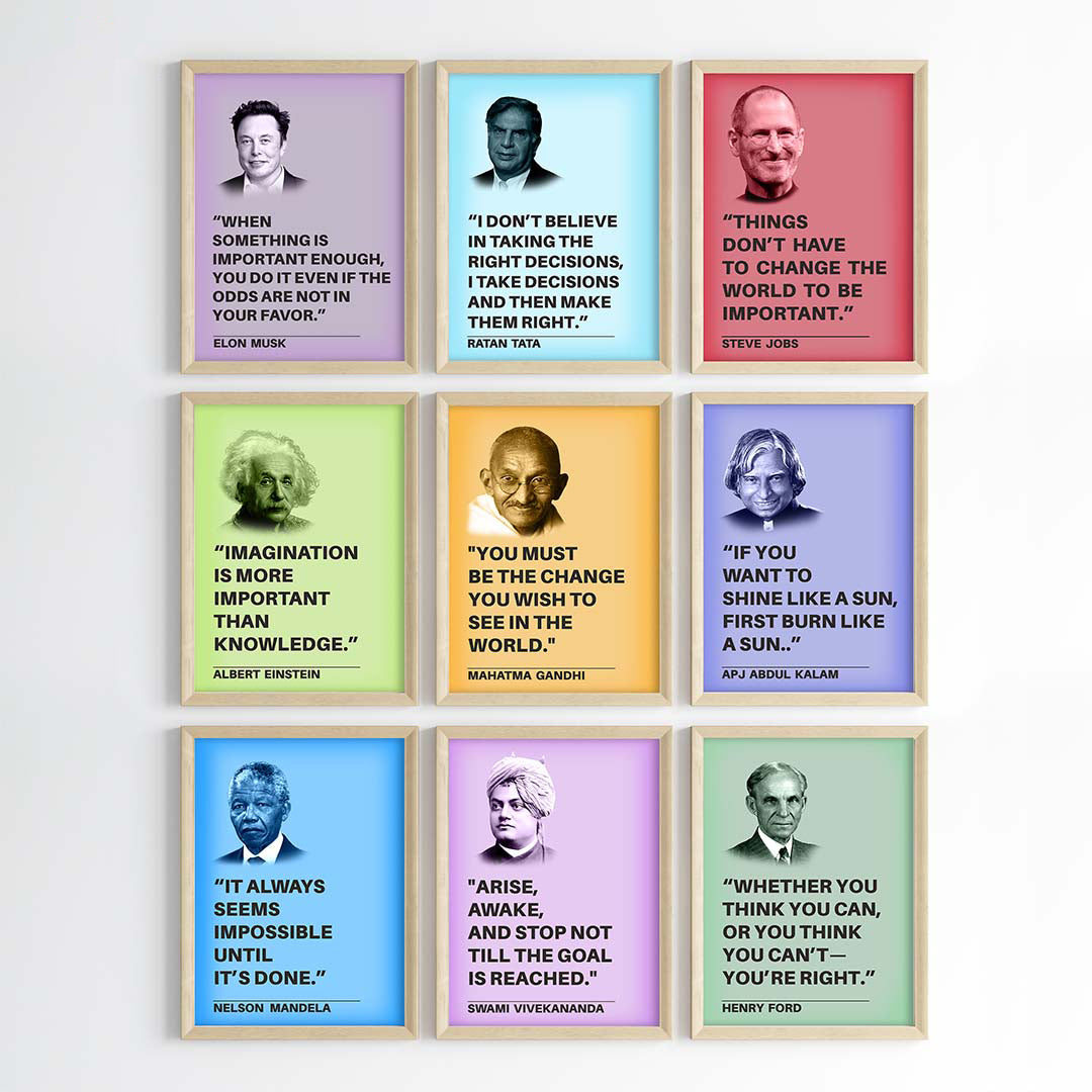 Legendary Minds Motivational Quotes Wall Art (Framed)