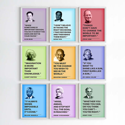Legendary Minds Motivational Quotes Wall Art (Framed)