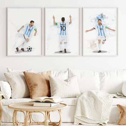 Inspirational lionel messi Argentina set of 3 wall art white frame