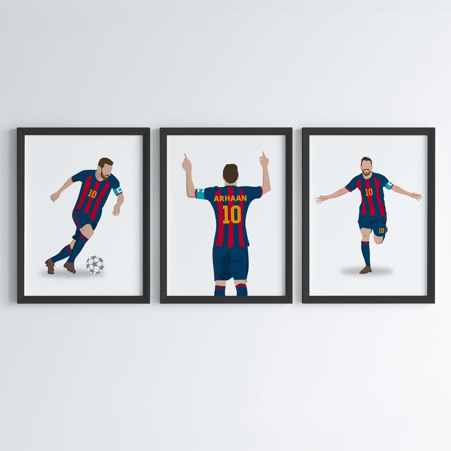 Inspirational lionel messi Barcelona set of 3 wall art black frame