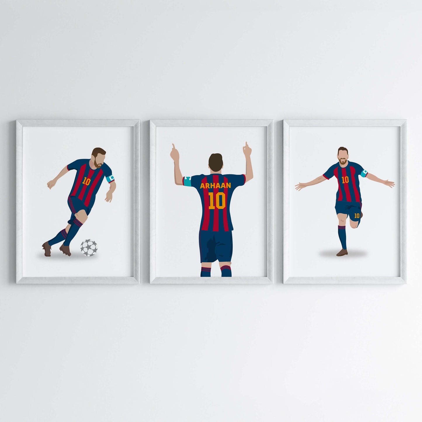 Inspirational lionel messi Barcelona set of 3 wall art white frame