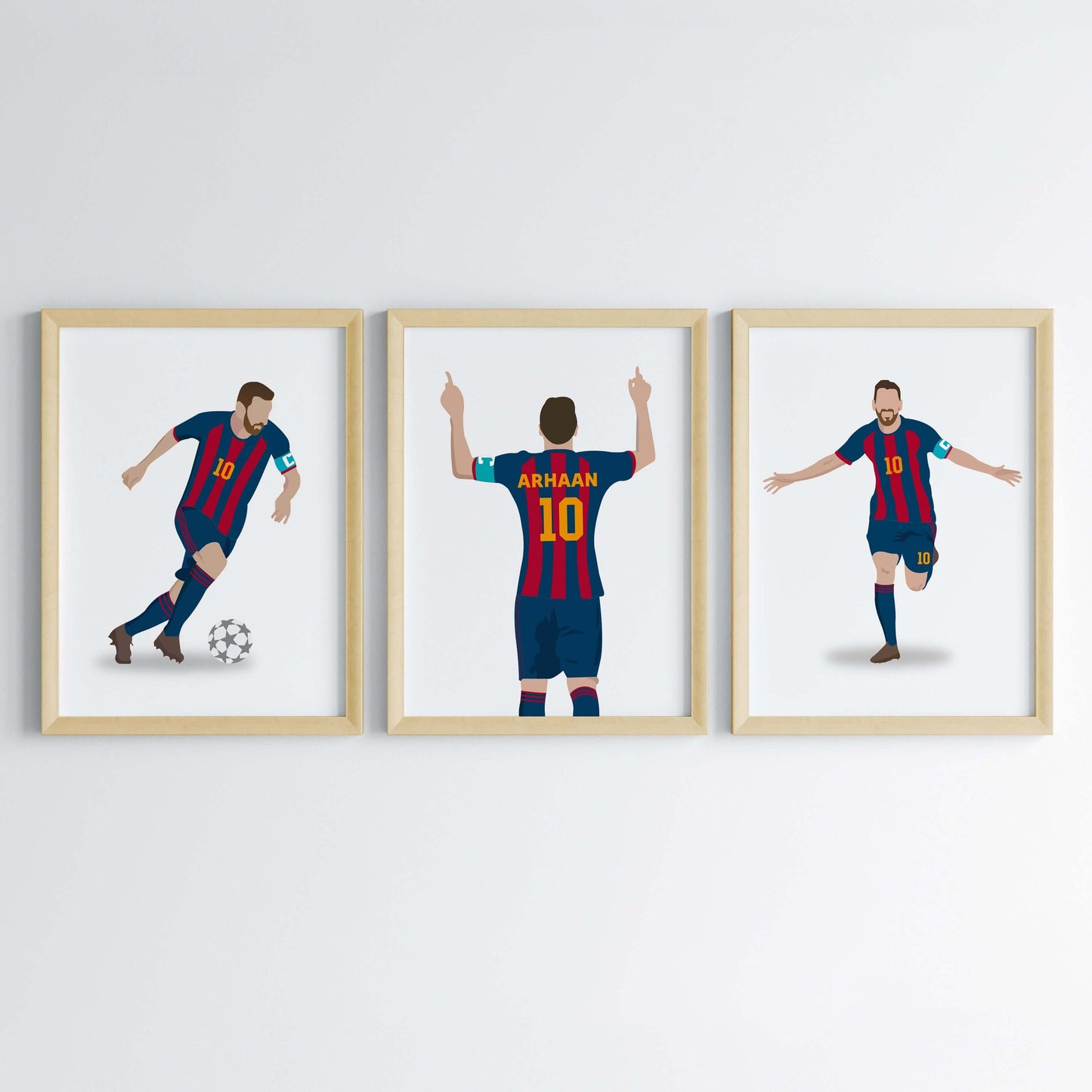 Inspirational lionel messi Barcelona set of 3 wall art wooden frame