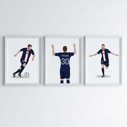 Inspirational lionel messi Paris st-Germain set of 3 wall art white frame