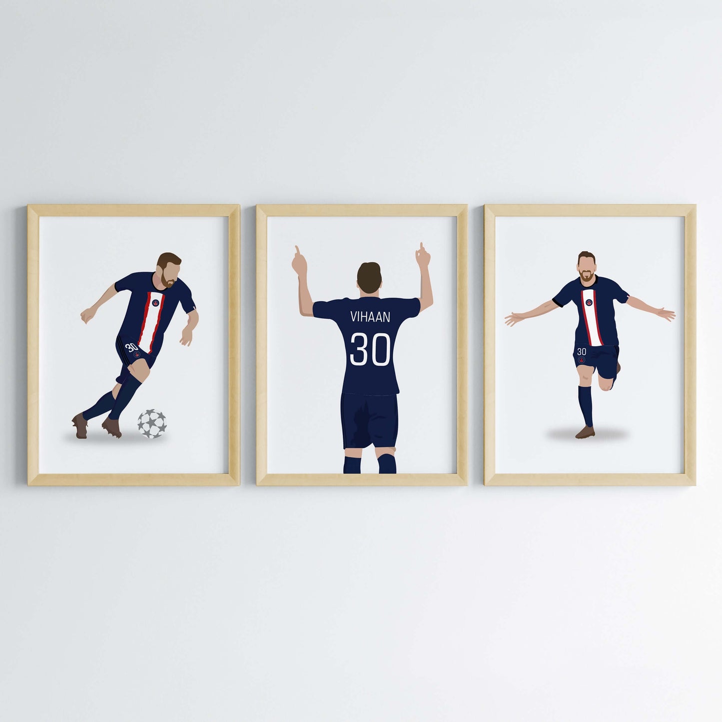 Inspirational lionel messi Paris st-Germain set of 3 wall art wooden frame