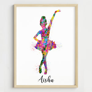 'Little Ballerina' Dancing Girl Personalized Wall Art (Framed)