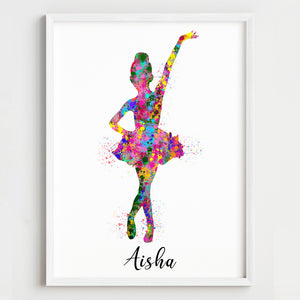 'Little Ballerina' Dancing Girl Personalized Wall Art (Framed)