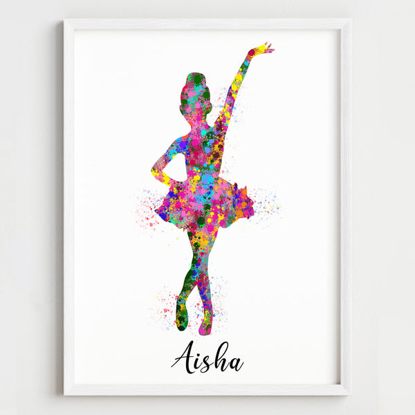 Load image into Gallery viewer, &#39;Little Ballerina&#39; Dancing Girl Personalized Wall Art (Framed)
