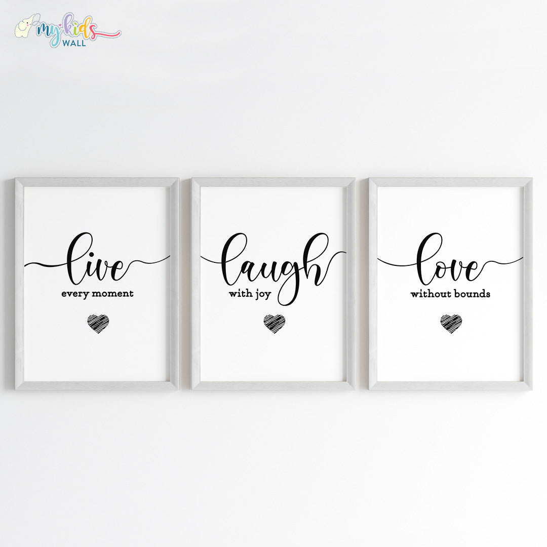 Live Laugh Love Motivational Wall Art (Framed)