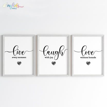 Live Laugh Love Motivational Wall Art (Framed)