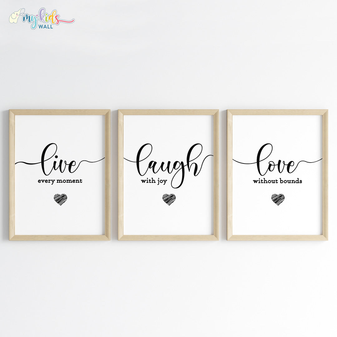 Live Laugh Love Motivational Wall Art (Framed)