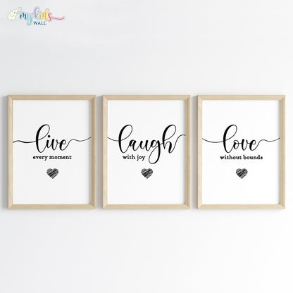 Live Laugh Love Motivational Wall Art (Framed)
