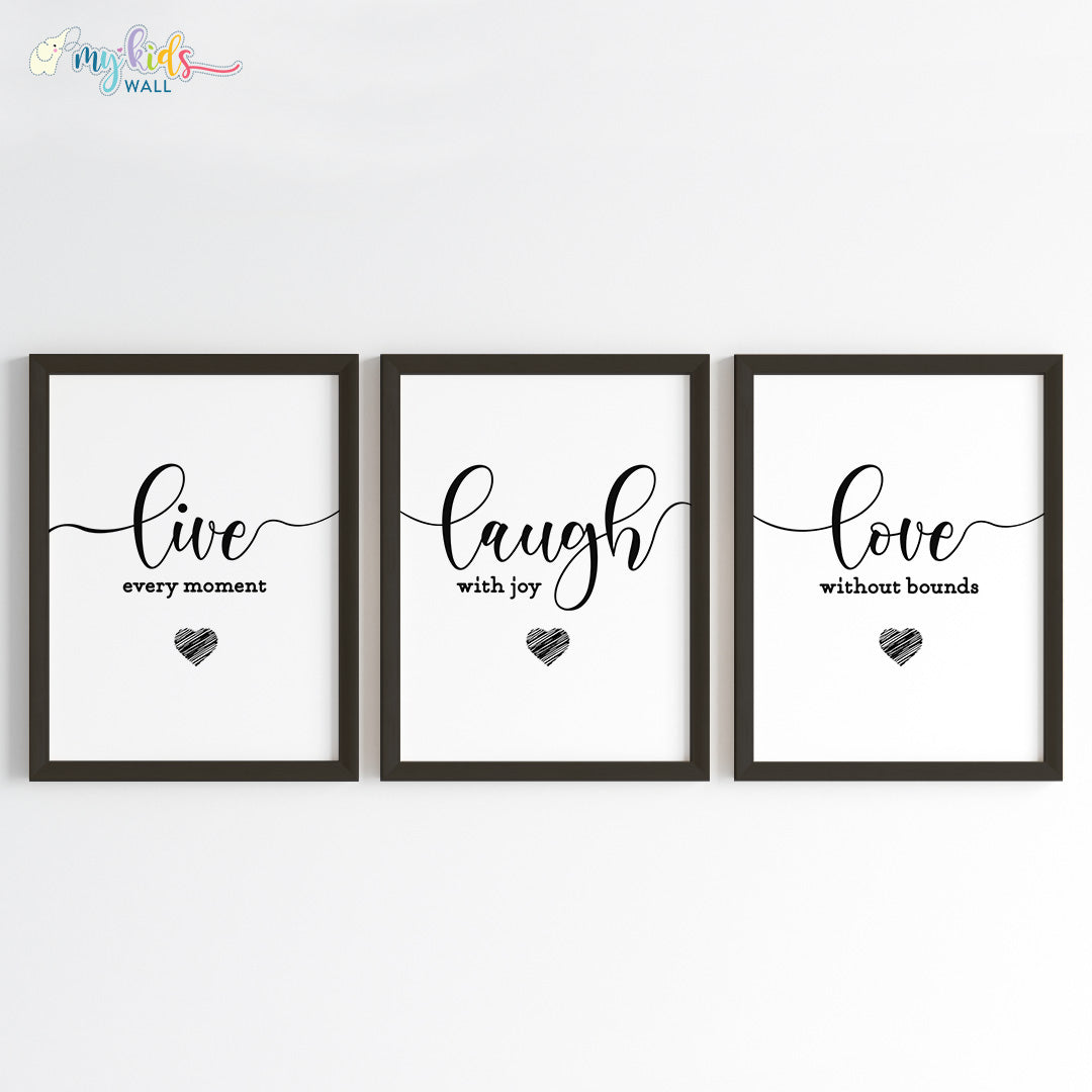 Live Laugh Love Motivational Wall Art (Framed)