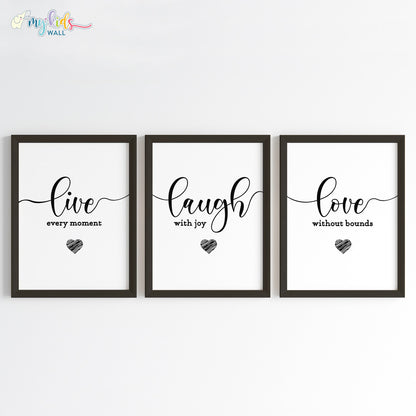 Live Laugh Love Motivational Wall Art (Framed)