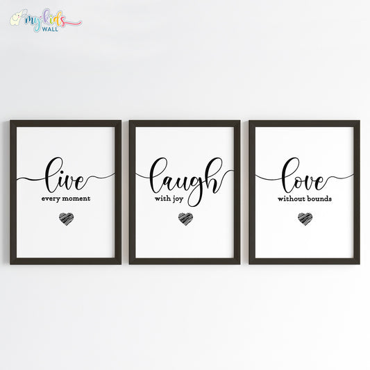 Live Laugh Love Motivational Wall Art (Framed)
