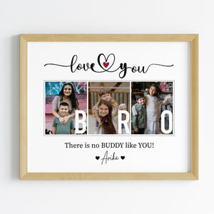 'Love You Bro' Personalised Wall Art (Framed)