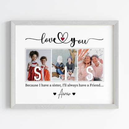 Love You Sis Personalised Wall Art (Framed)