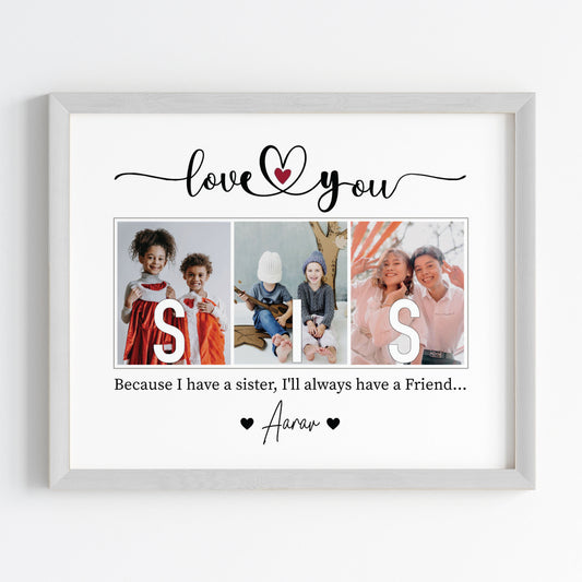 Love You Sis Personalised Wall Art (Framed)