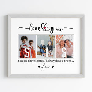'Love You Sis' Personalised Wall Art (Framed)