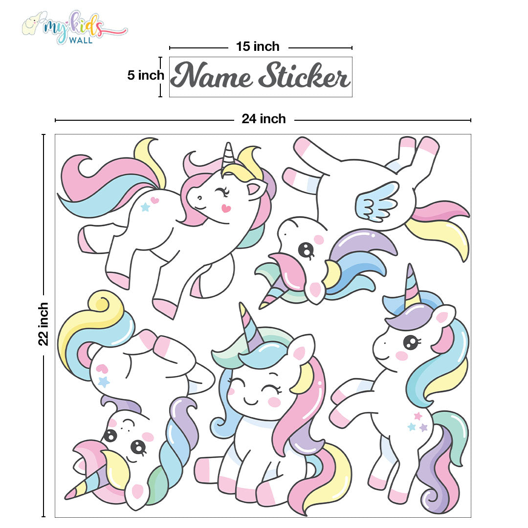 Magical Unicorn Wall Stickers size guide