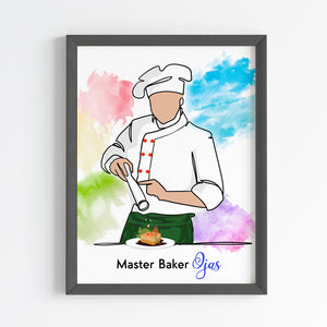 'Master Baker' Boy Personalized Wall Art (Framed)