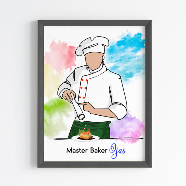 Load image into Gallery viewer, &#39;Master Baker&#39; Boy Personalized Wall Art (Framed)

