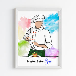 'Master Baker' Boy Personalized Wall Art (Framed)