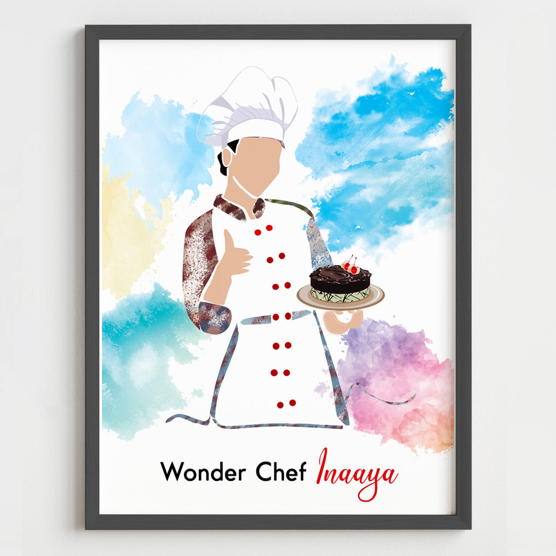 Master Baker Girl Personalized Wall Art (Framed)