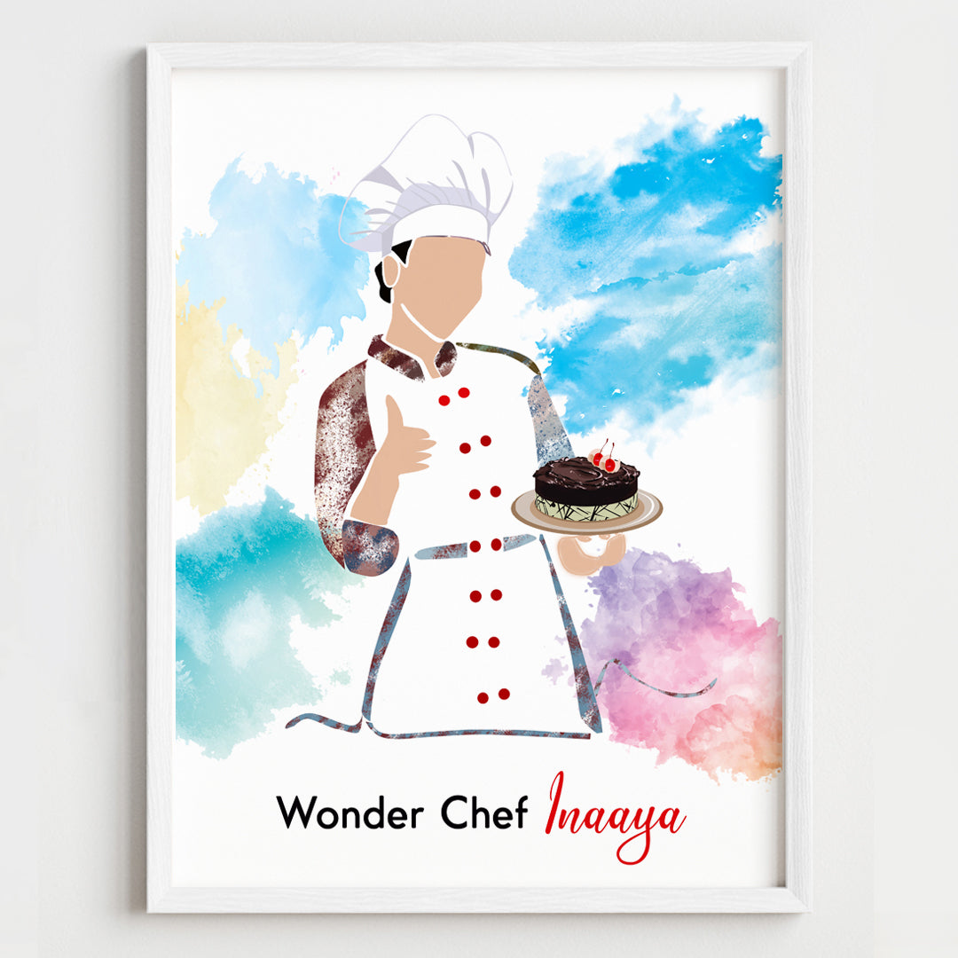 Master Baker Girl Personalized Wall Art (Framed)